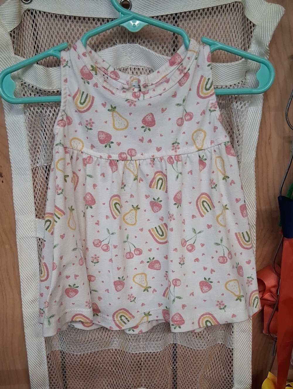 Girls' Cream Rainbow & Fruit Tank Top
